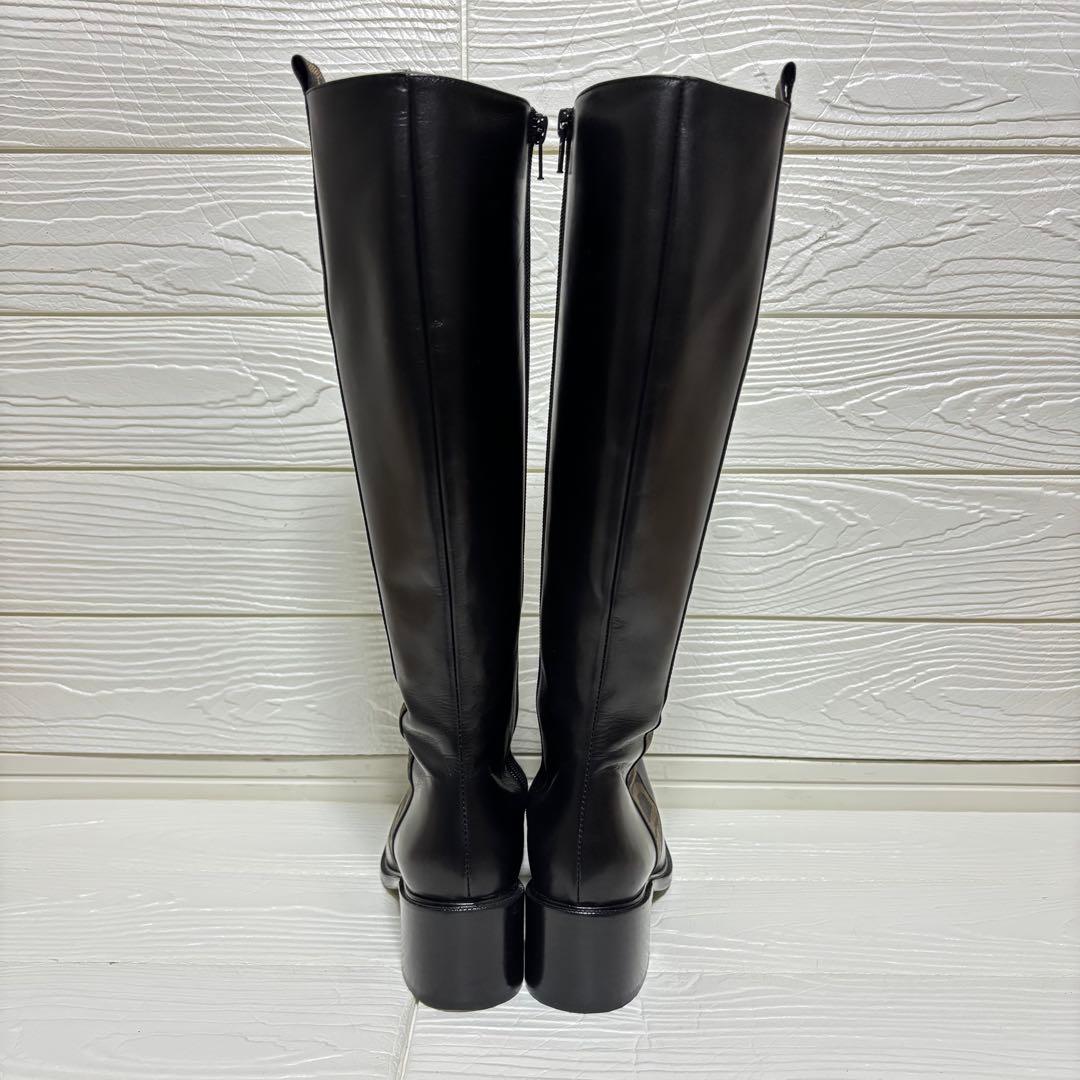 【極美品】FENDI ロングブーツ サイドロゴ ブラック レザー 本革 36
