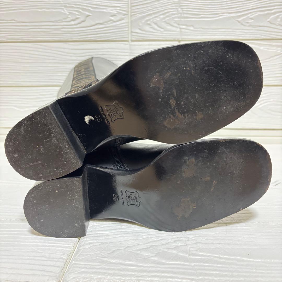 【極美品】FENDI ロングブーツ サイドロゴ ブラック レザー 本革 36