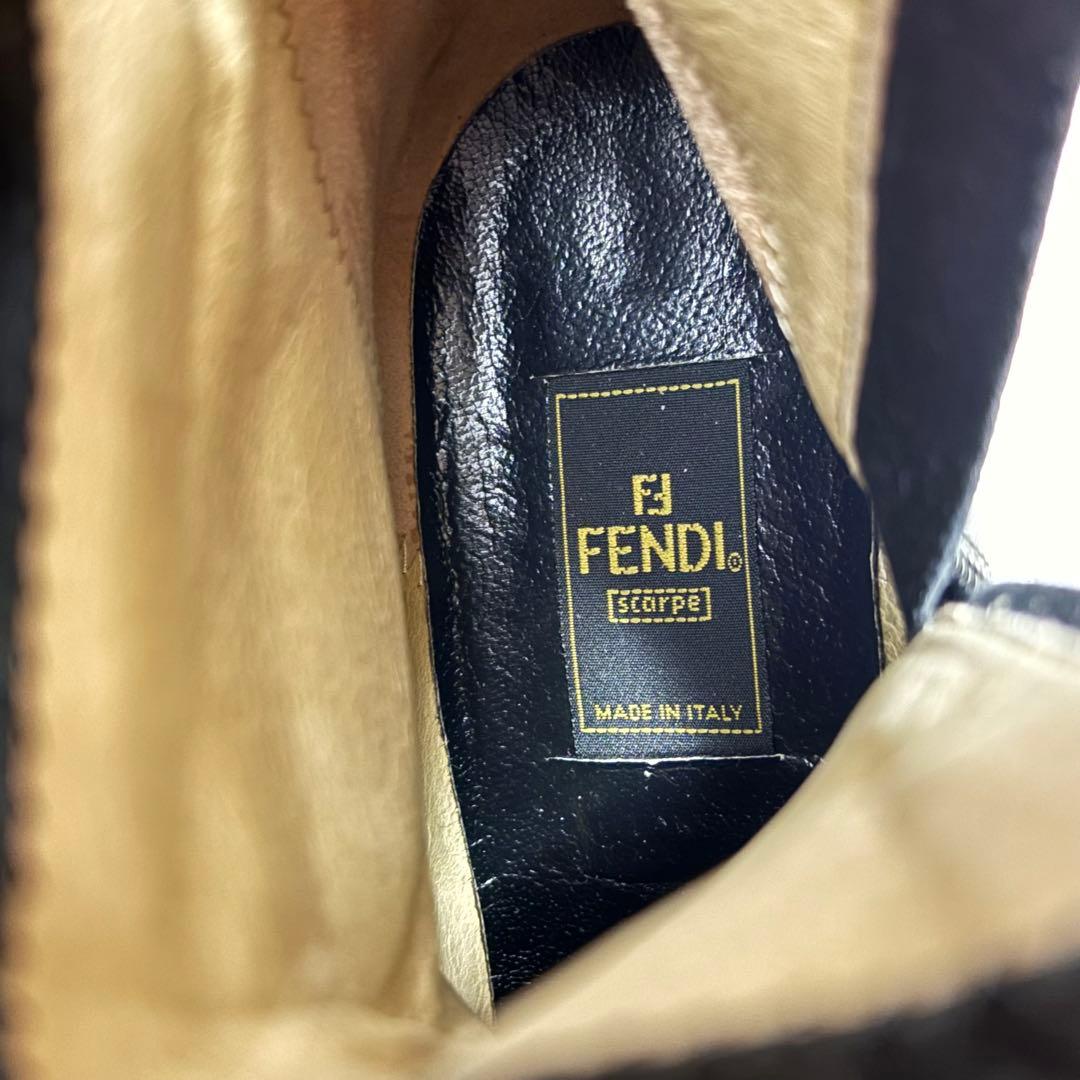 【極美品】FENDI ロングブーツ サイドロゴ ブラック レザー 本革 36