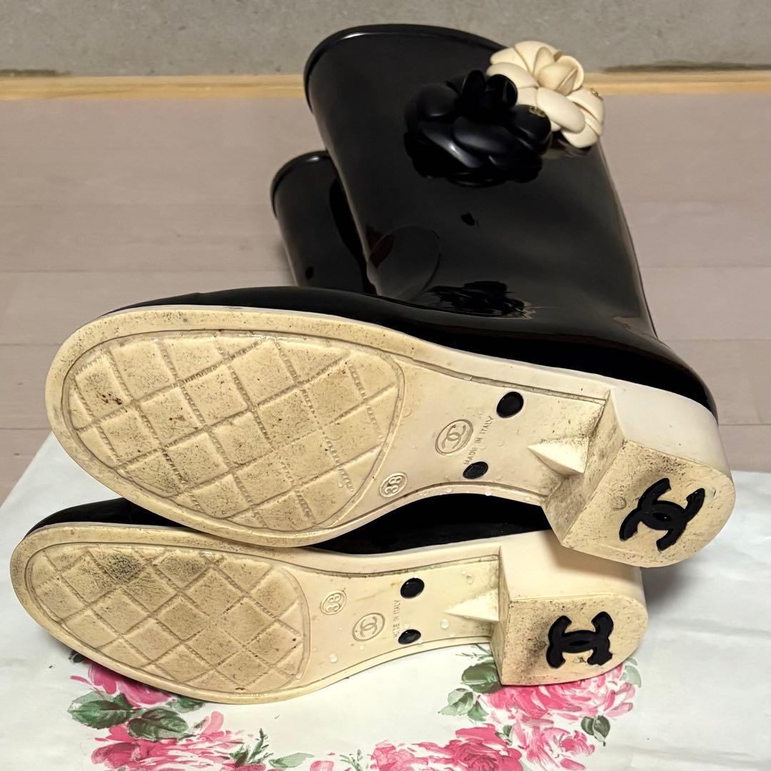 CHANEL　カメリア　レインブーツ　正規品