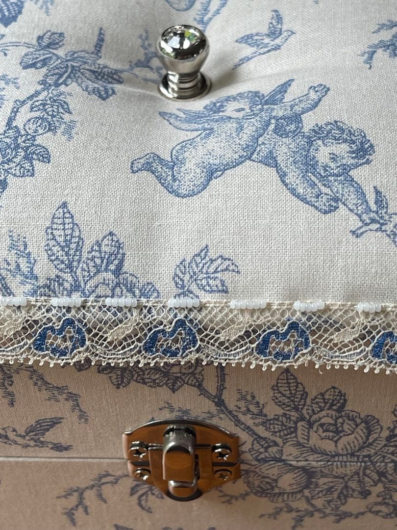 カルトナージュ裁縫箱(中) 天使と薔薇　小物達も可愛い‼️