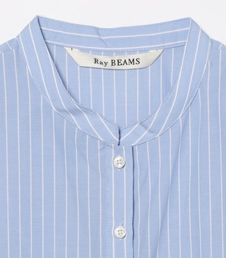 レディース プリーツ キリカエ バンドカラー シャツ