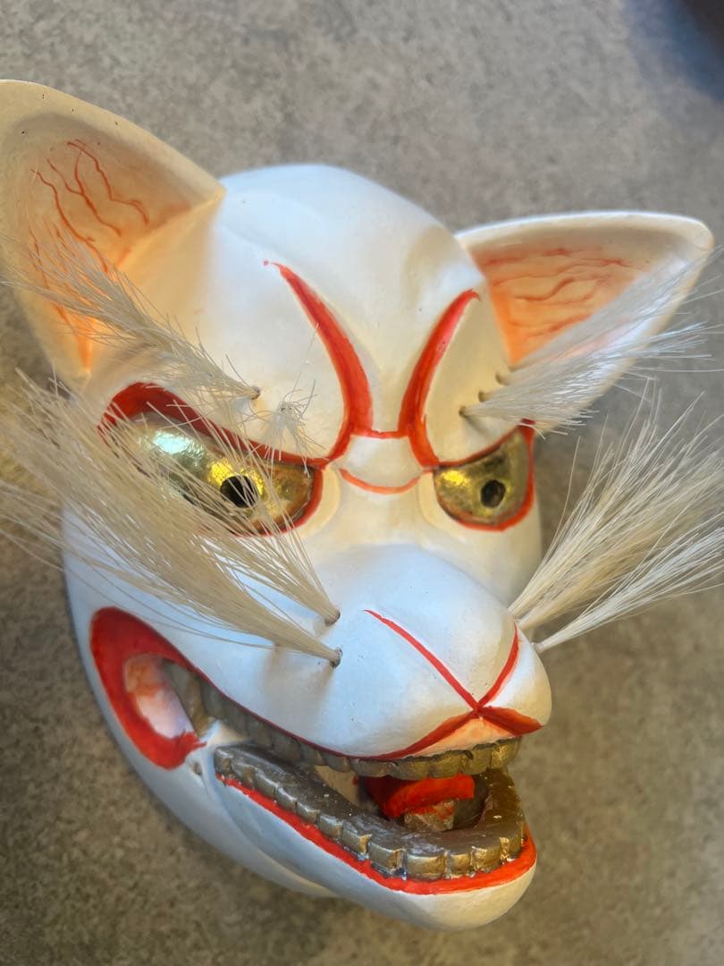 狐面（雄雌セット）木彫
