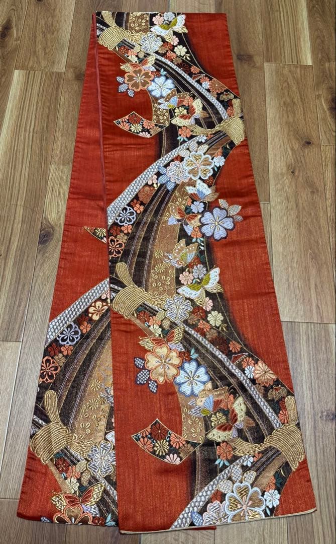 正絹振袖2着（赤系＆黄色系）★フルセット★金彩