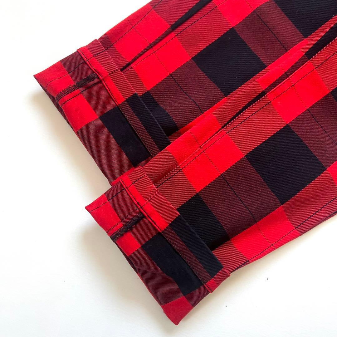 パーリーゲイツ　セットアップ　チェック柄　ジャケット　パンツ　メンズ　ゴルフ　赤