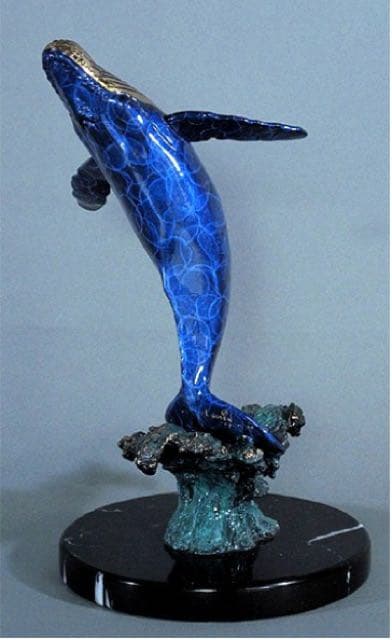 ラッセンのクジラのブロンズ　オブジェ