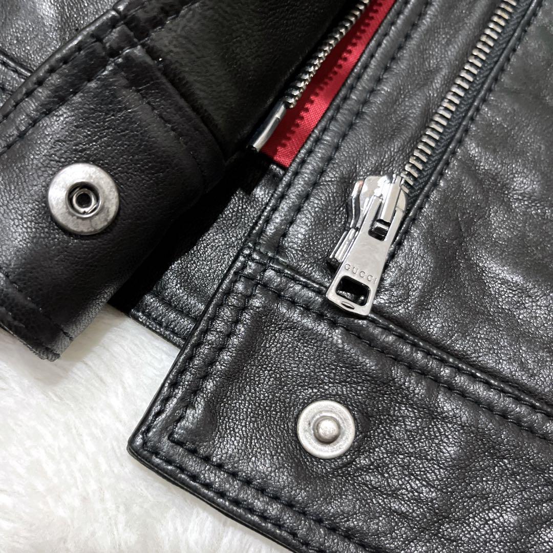 【現行 ✨美品✨サイズ40】GUCCI ラムレザーシングルライダースジャケット