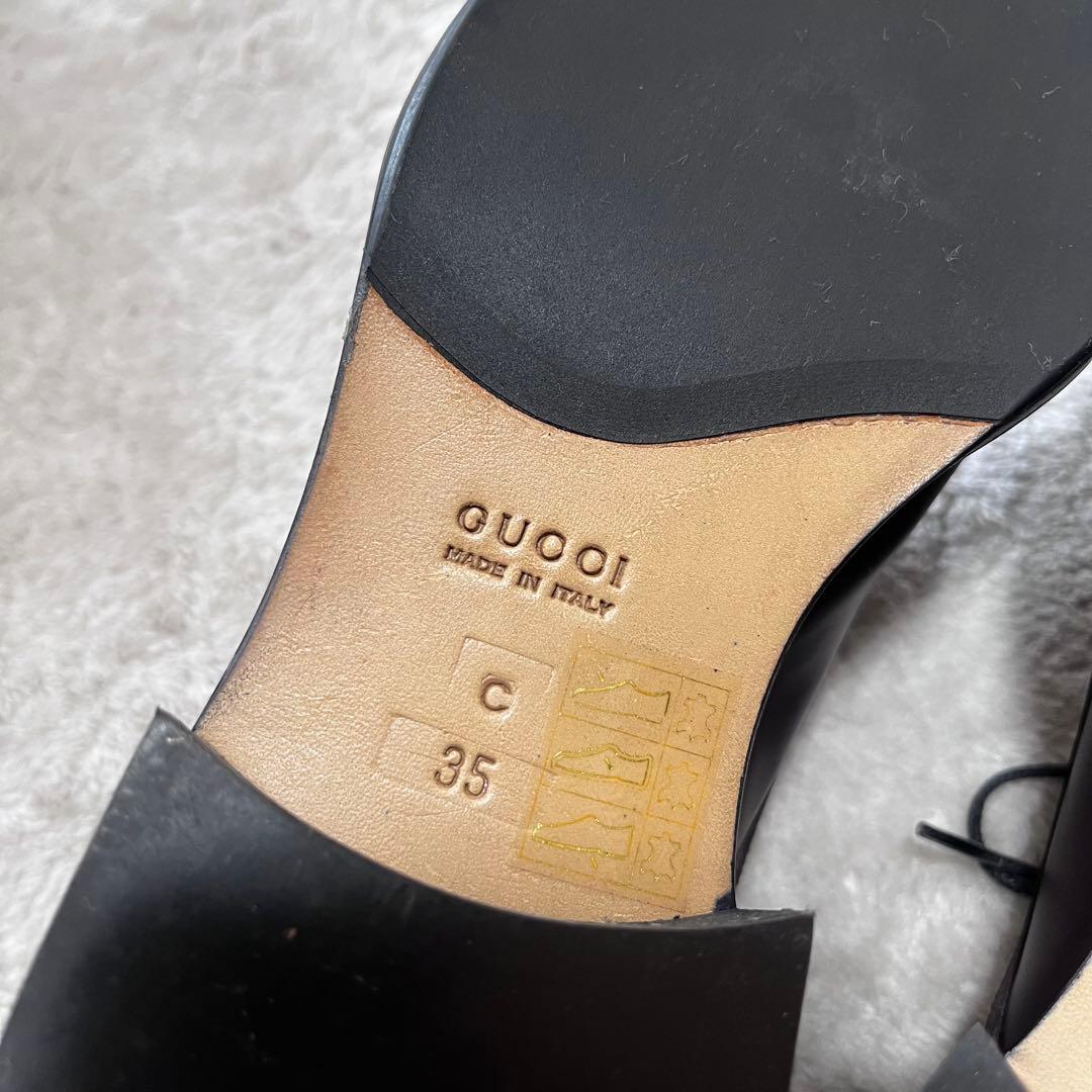 極美品　グッチ　レザー　スクエアトゥ　レースアップ　シューズ　革靴　ブラウン