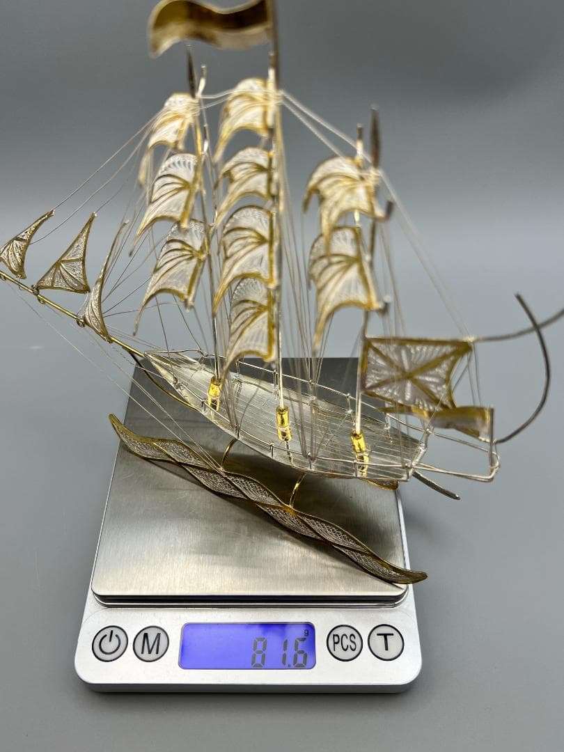 925刻印 銀製 シルバー 銀細工 船 ガラスケース ヨット重量約81g