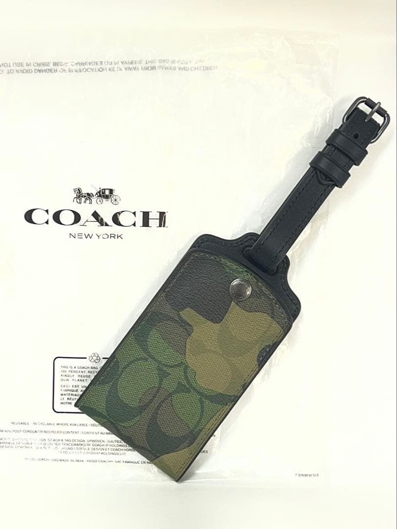 コーチ COACH ネームタグ シグネチャー ラゲッジタグ グリーンマルチ