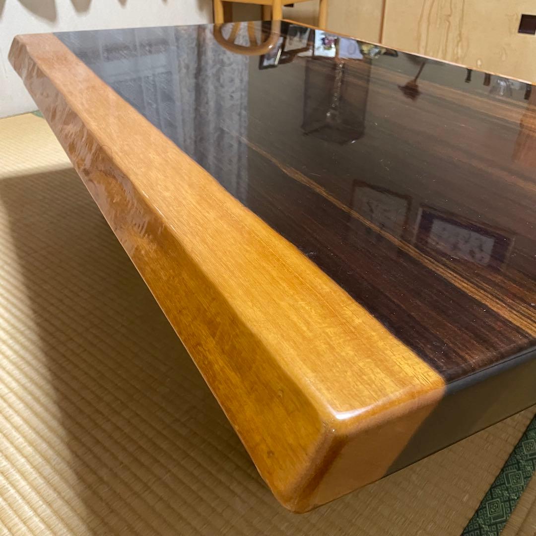 送料込 高級 紅紫檀 一枚板 センターテーブル 鏡面仕上 無垢材 シタン