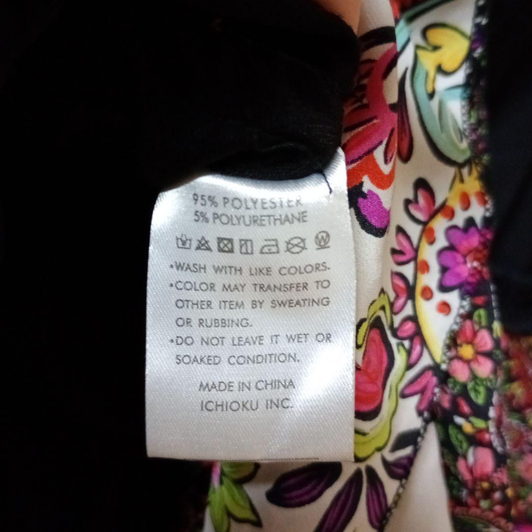 最終売りつく　フラメンコ スカート 黒とカラフルなペイズリーと花柄