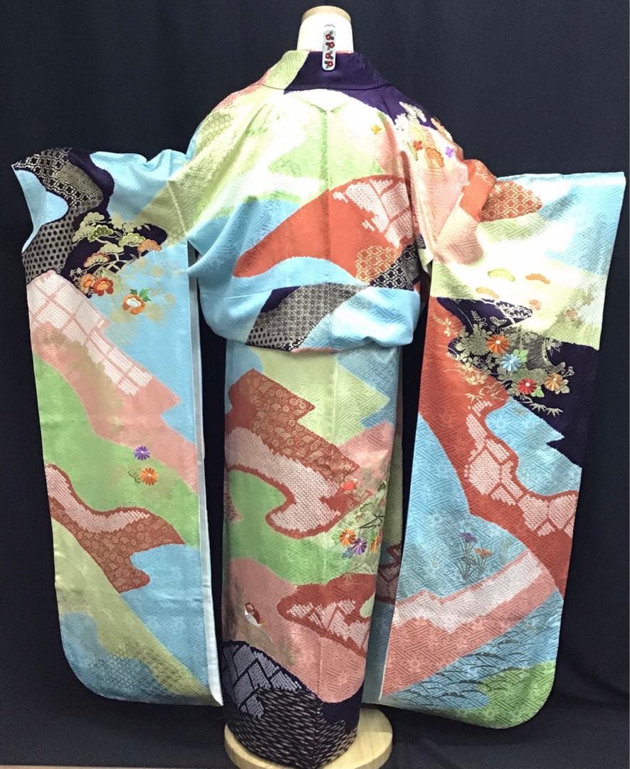 逸品 千總 京友禅 桶絞り 刺繍 絞り 振袖 川島袋帯フルセット