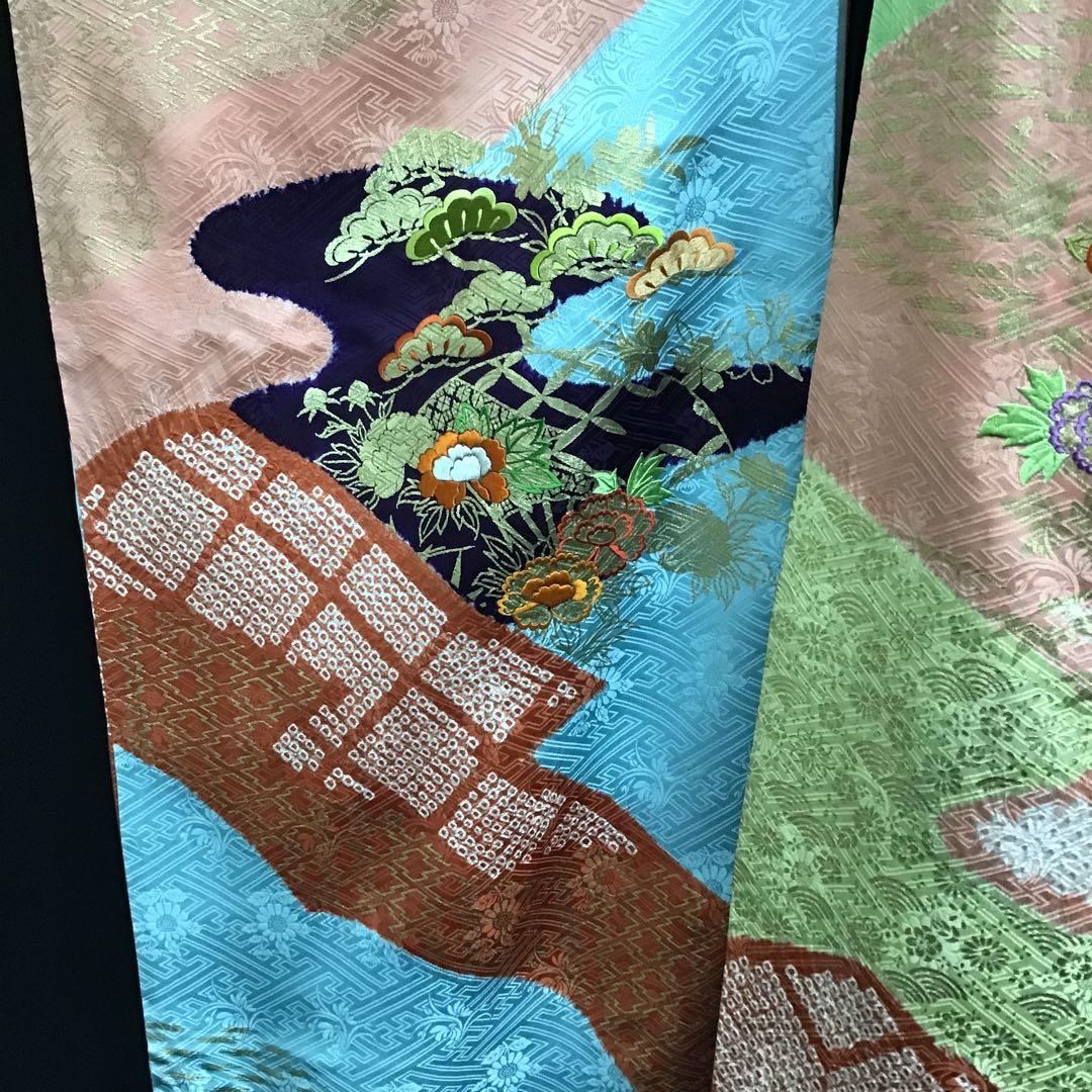 逸品 千總 京友禅 桶絞り 刺繍 絞り 振袖 川島袋帯フルセット