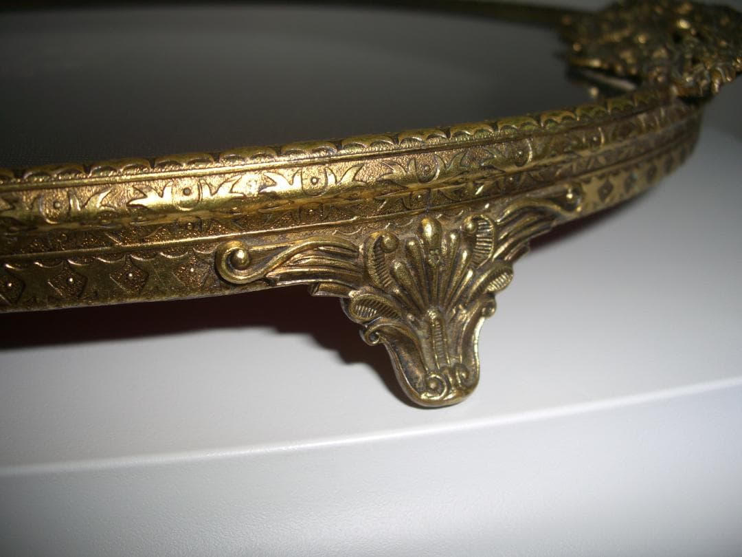 レア希少★プチポワン★ブラック×刺繍ガラスドレッシングトレー★アンティーク品