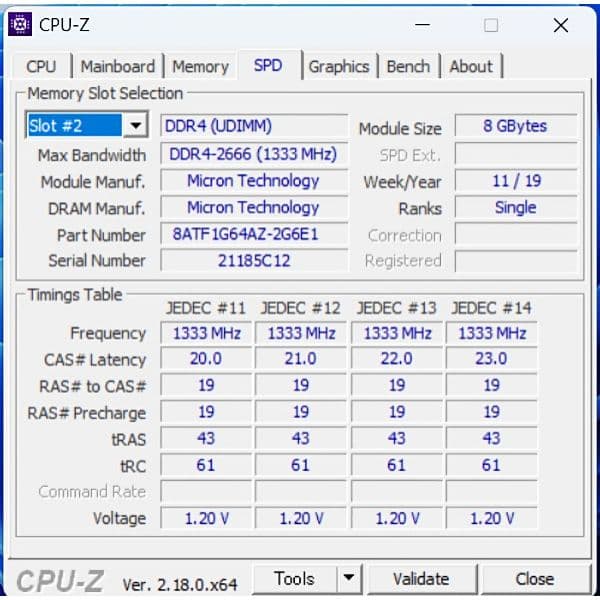 MICRON DDR4-2666 V 16GB（8GB×2）動作確認済