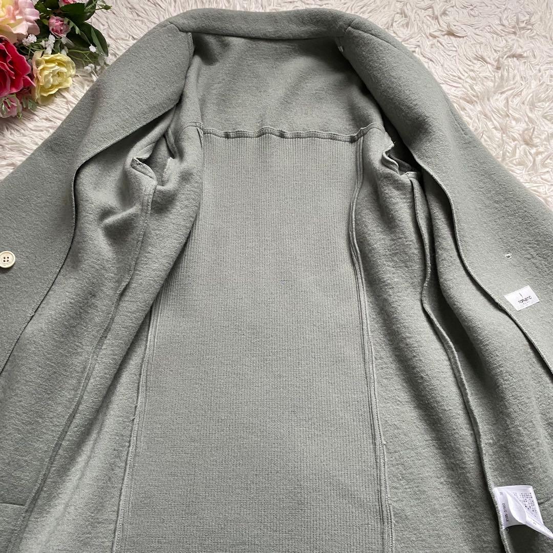 極美品■モラビト　高品質　ウール　コート　ダブルボタン　グリーン系　日本製