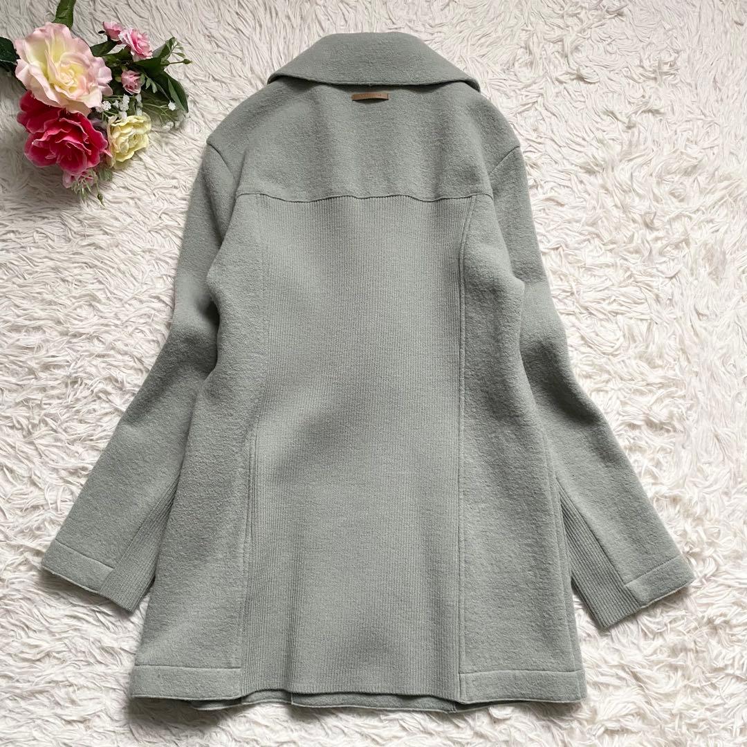 極美品■モラビト　高品質　ウール　コート　ダブルボタン　グリーン系　日本製