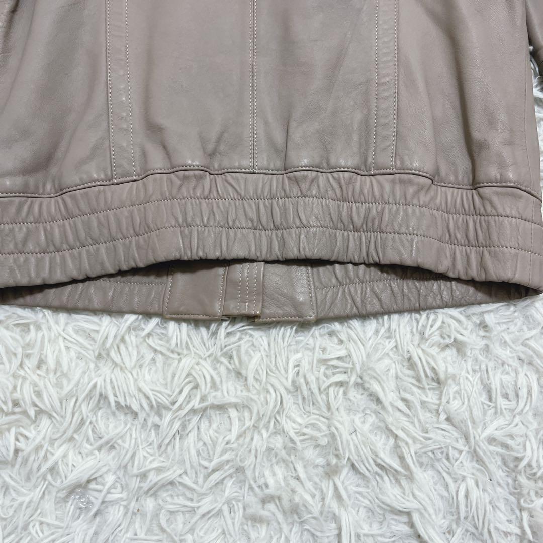 希少　バーバリーロンドン　羊革 ラムレザージャケット グレージュ　42