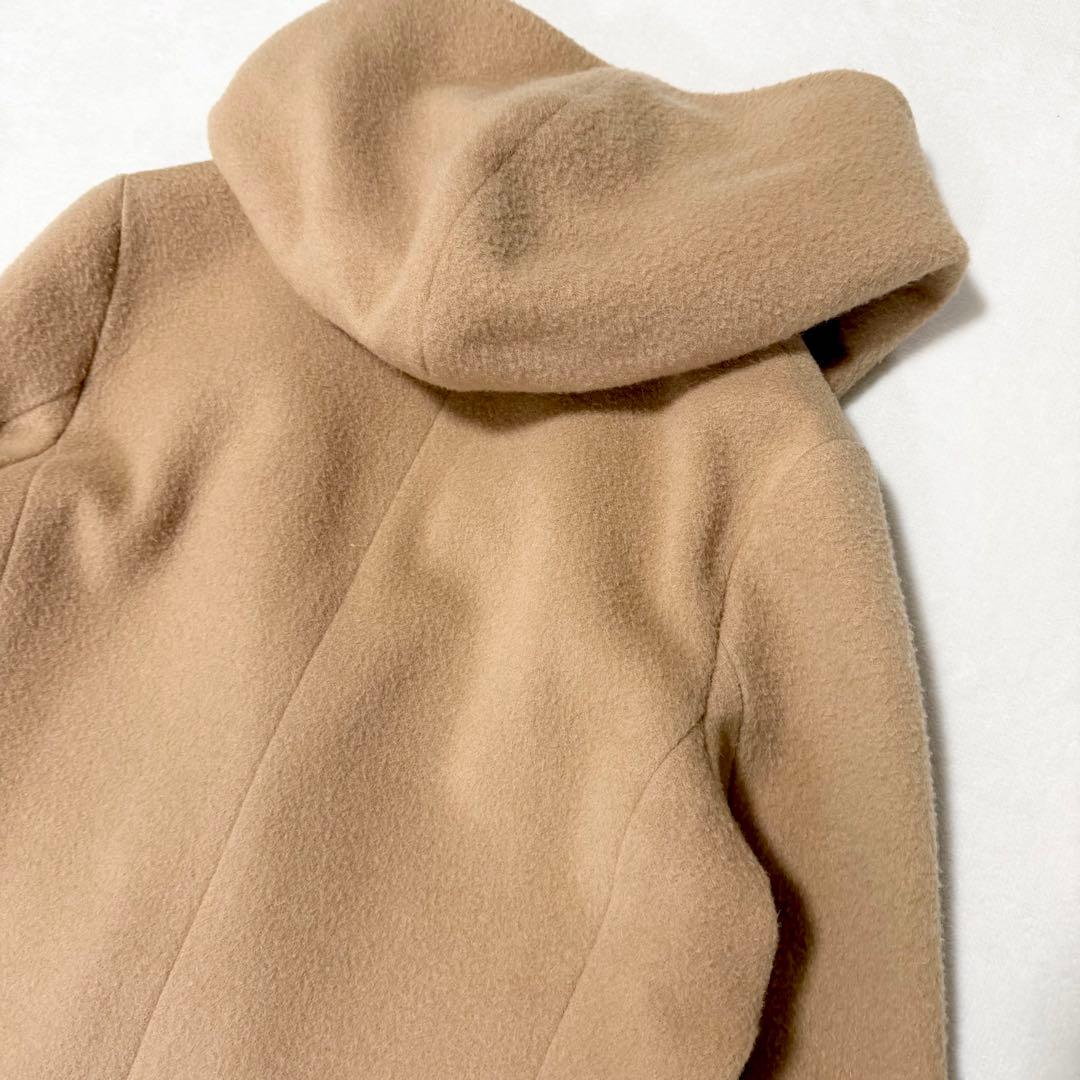23区 アンゴラ ウール ロングコート ビーバーコート フード 38 キャメル