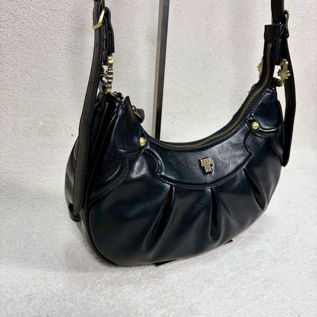 【未使用級✨】アナスイ　ショルダー　ディディオン　金具ロゴ　ハーフムーン　y2k