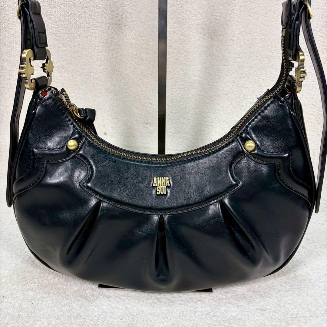 【未使用級✨】アナスイ　ショルダー　ディディオン　金具ロゴ　ハーフムーン　y2k