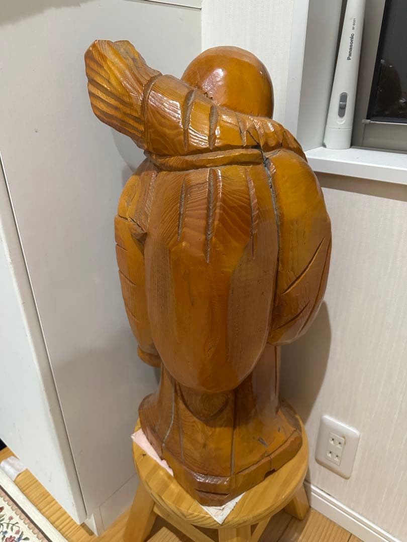 置物 布袋様　一本木彫刻 縁起物 開運　日本彫刻　58cm