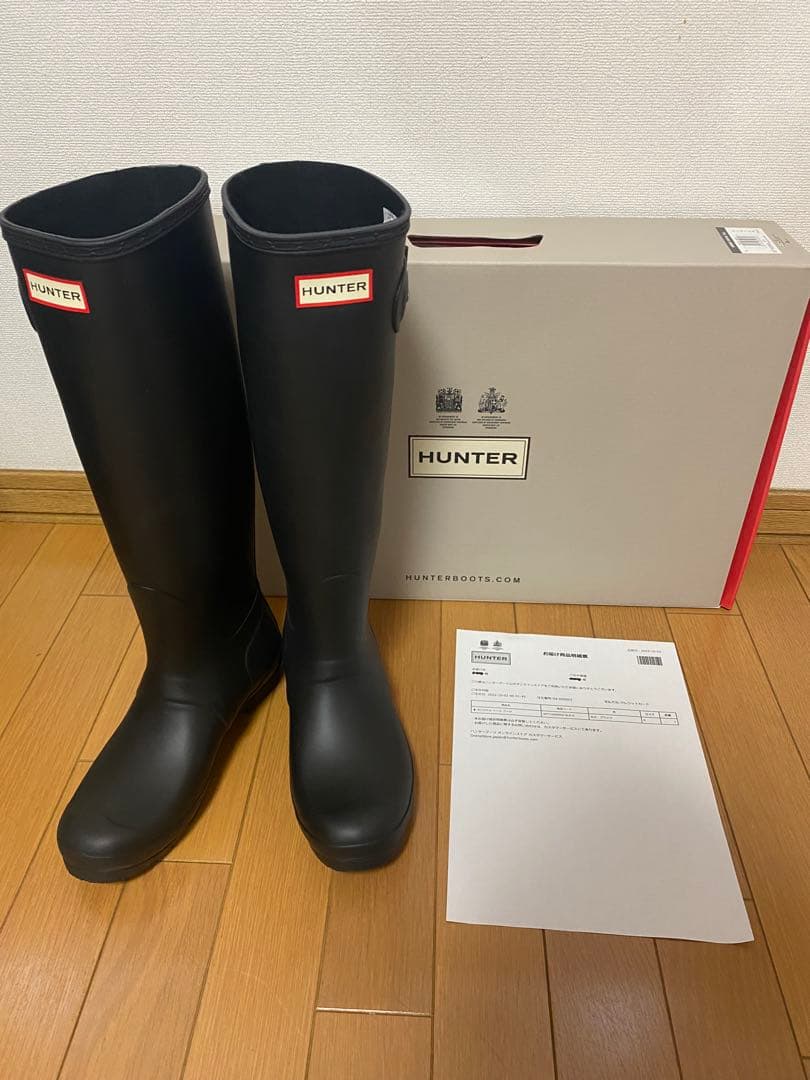 新品未使用【HUNTER ハンター】レインブーツ黒サイズUS6 25センチ