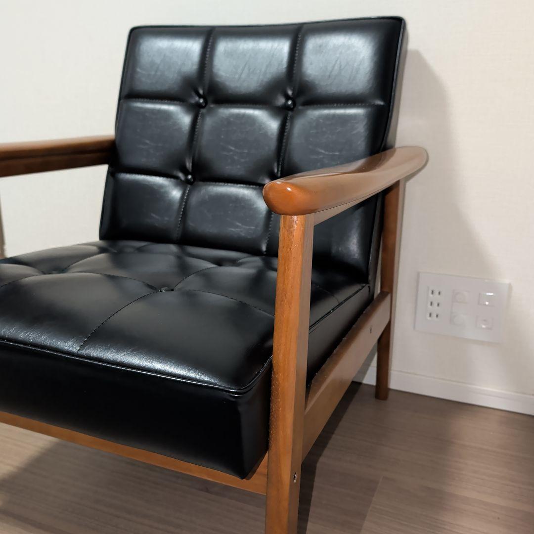 ※送料込み※美品【カリモク60】 Kチェア ソファ 1人掛け ブラック 合成皮革