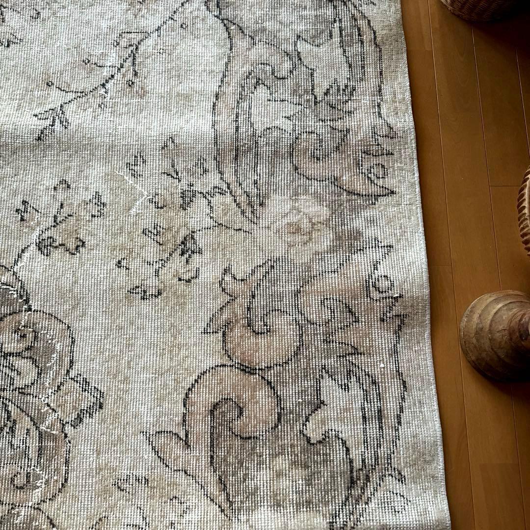 大判160×257 擦れシャビー　色むら　メダリオン　トルコヴィンテージラグ