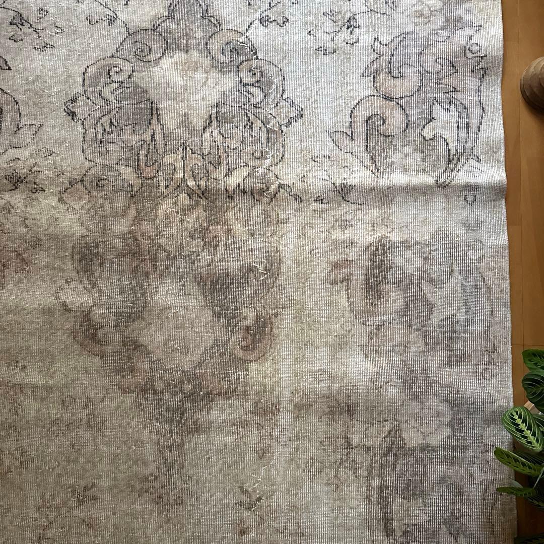 大判160×257 擦れシャビー　色むら　メダリオン　トルコヴィンテージラグ