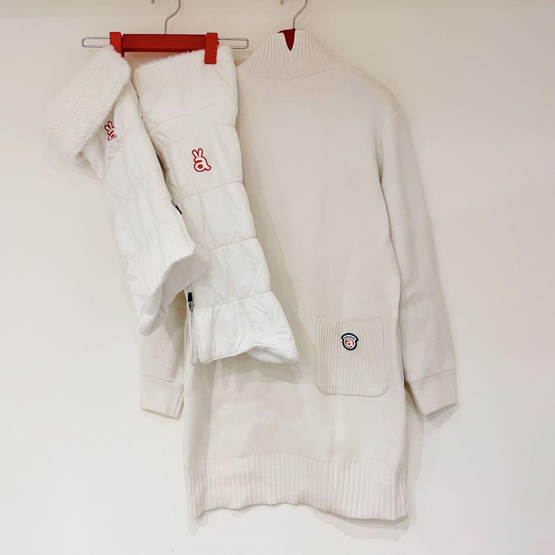 ARCHIVIO アルチビオ ホワイト ニットワンピース レッグウォーマー付き