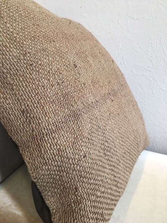 ビンテージラグ　トルコラグ　麻袋　オールドヘンプ　くすみライン　大きめ