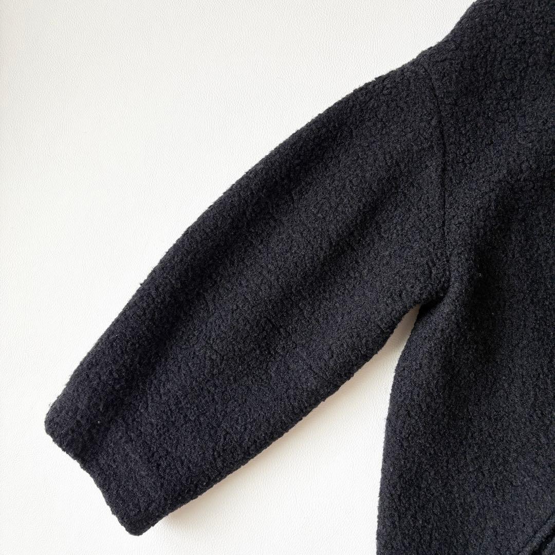 2953y美品　イザベルマラン　ノーカラーボアロングコート　黒