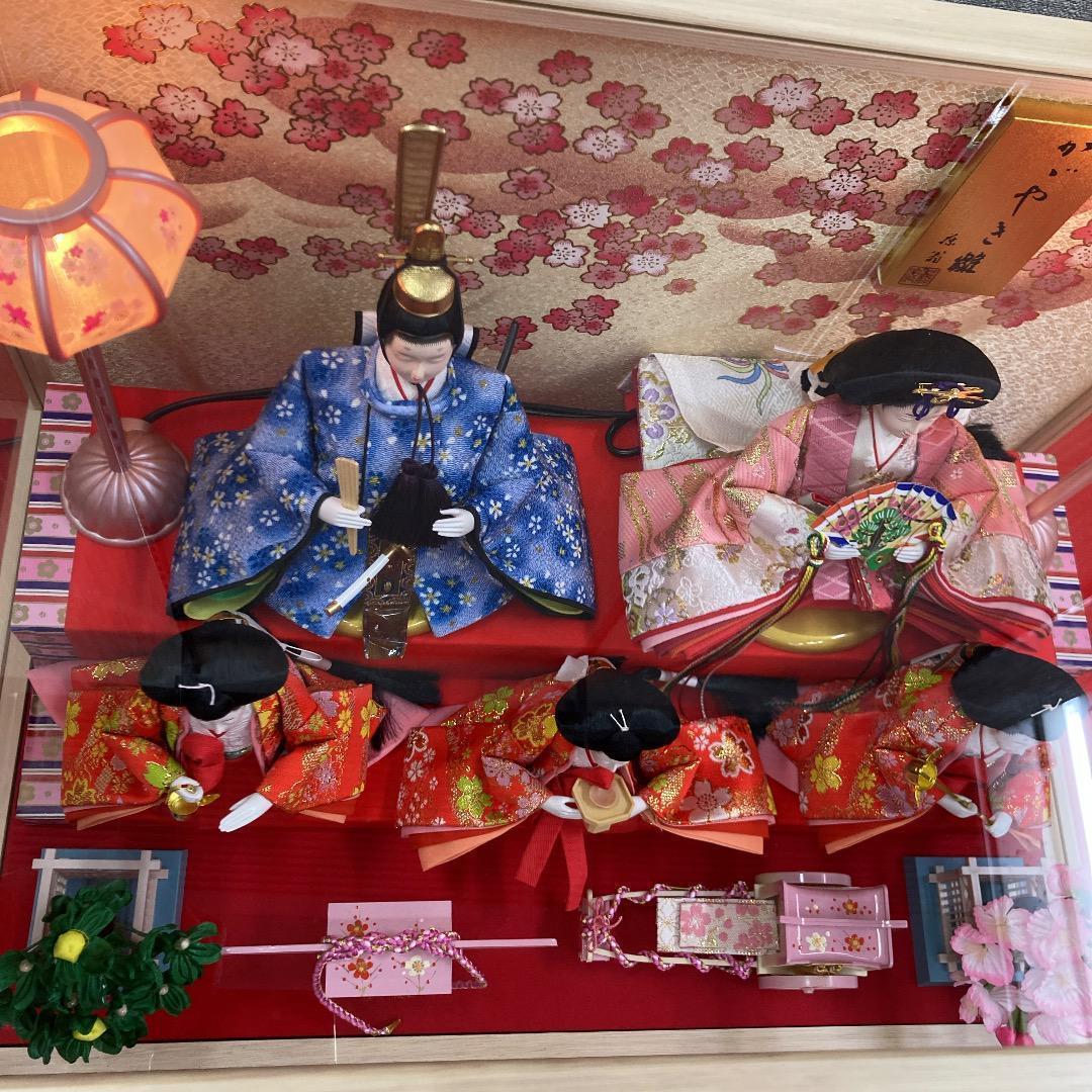 K11 親王ケース　雛飾りケース人形　雛人形五人ケース　巾53㎝位　ひな五人