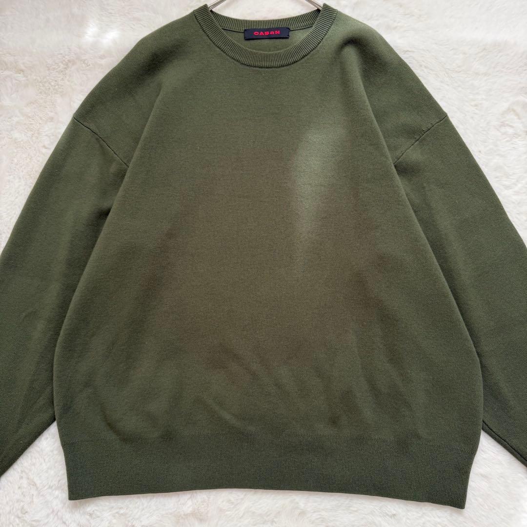 美品✨CABaN コットンカシミヤクルーネックプルオーバー ダークグリーン　M