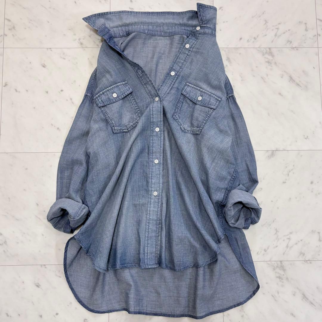 極美品✨ビアズリー　シフォンデニムシャツ　長袖シャツ　人気　ゆったり