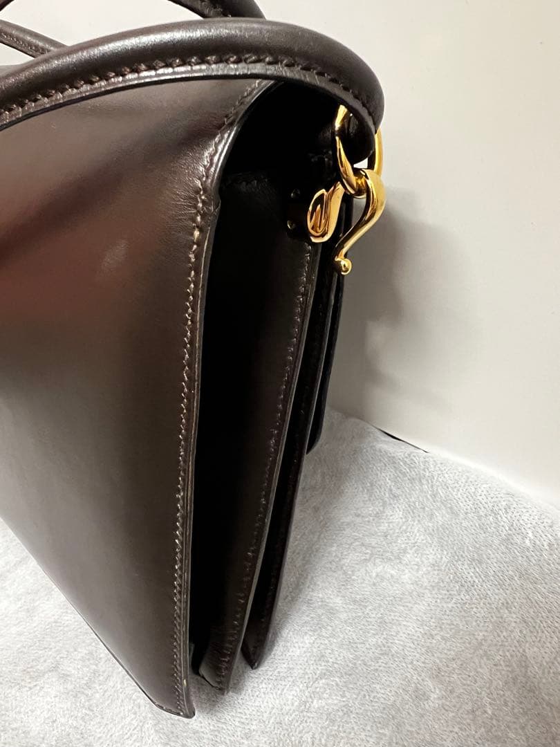 希少　エルメス　セクアナ22　ボックスカーフ　ダークブラウン　刻印不明