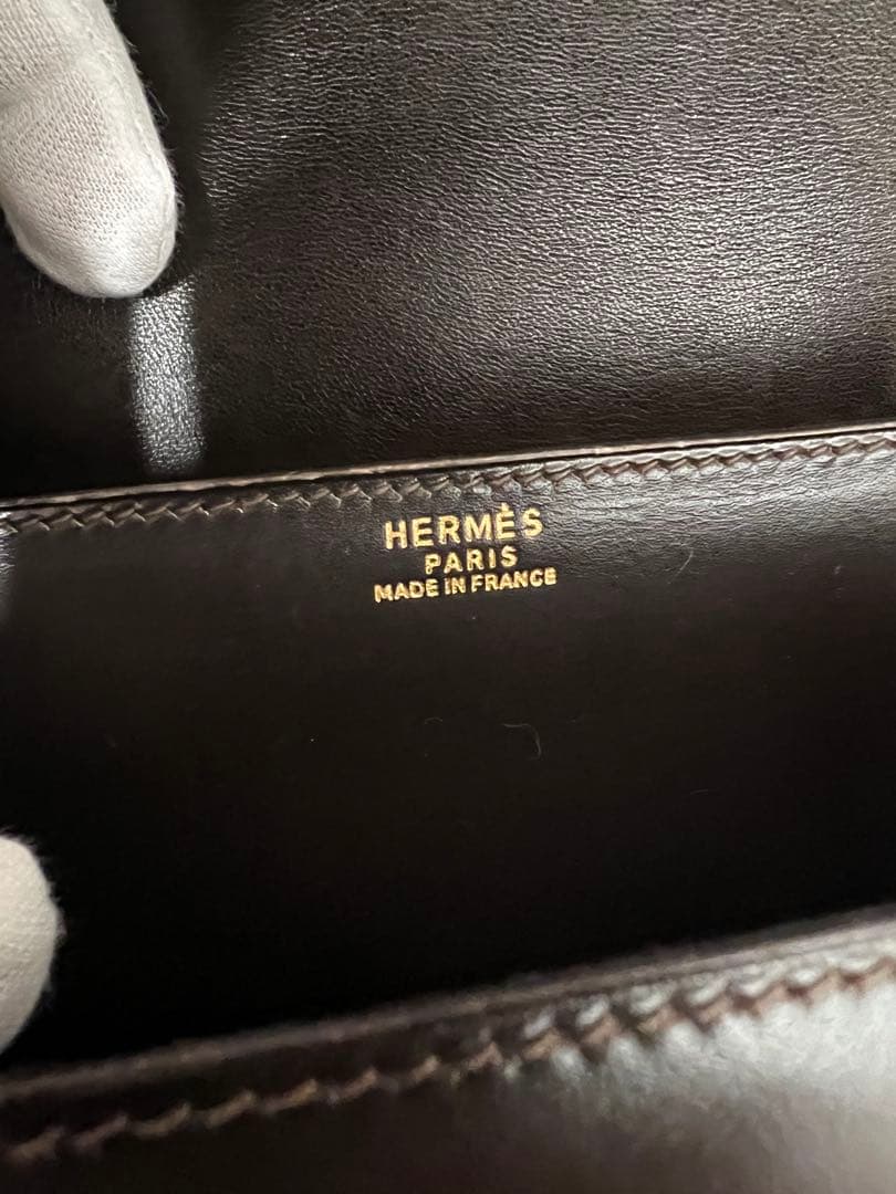 希少　エルメス　セクアナ22　ボックスカーフ　ダークブラウン　刻印不明