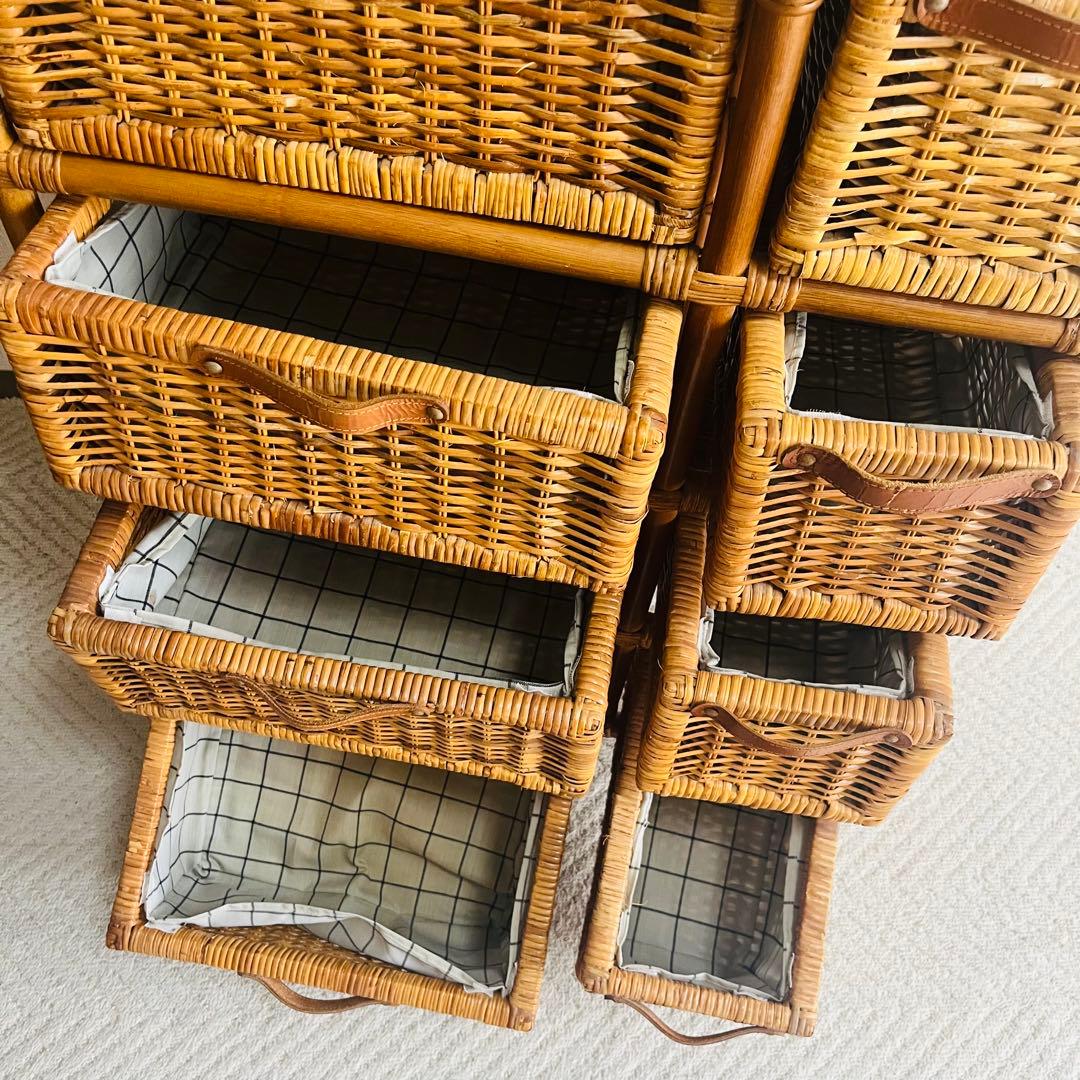 籐家具 収納ランタチェスト 昭和レトロ インテリア 棚 ラック 藤 アンティーク