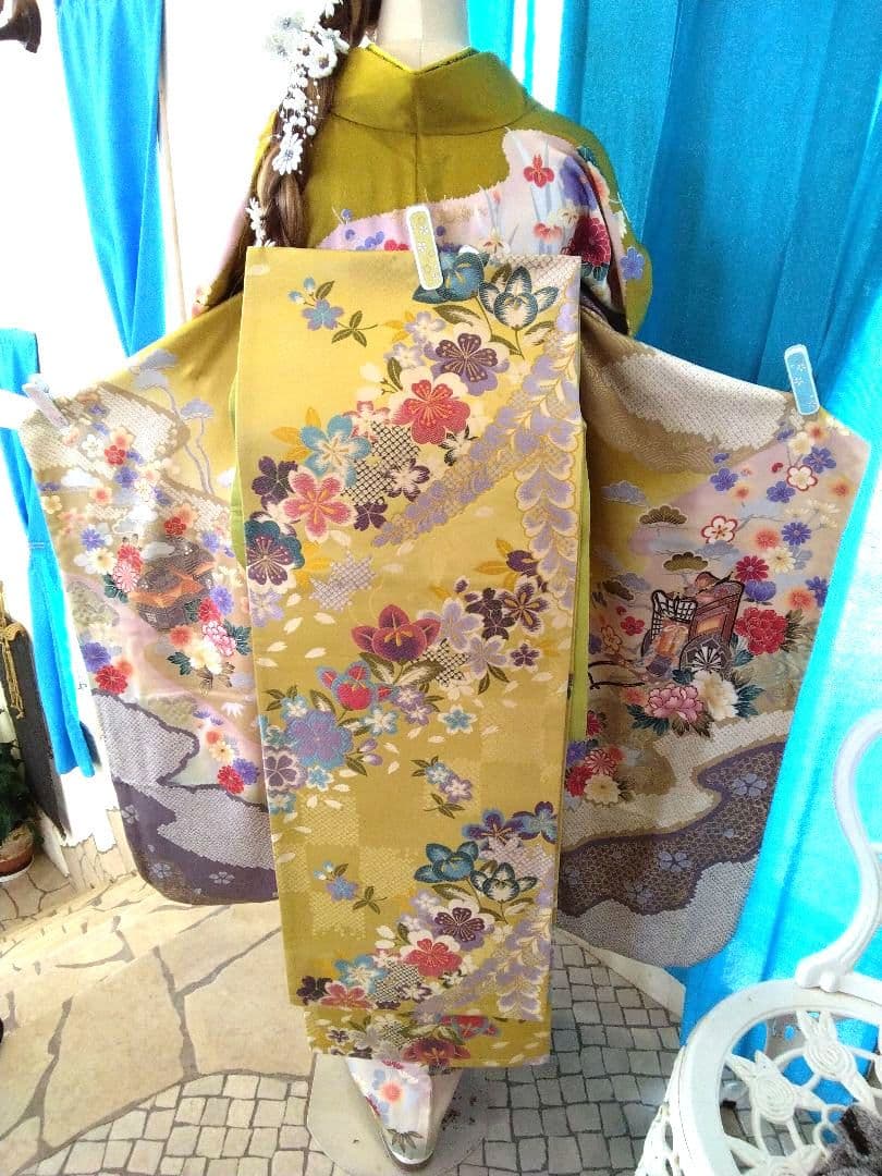 振袖フルセット、正絹振袖成人式、重ね襟、帯揚げ帯締め、西陣袋帯、襦袢、ガード加工