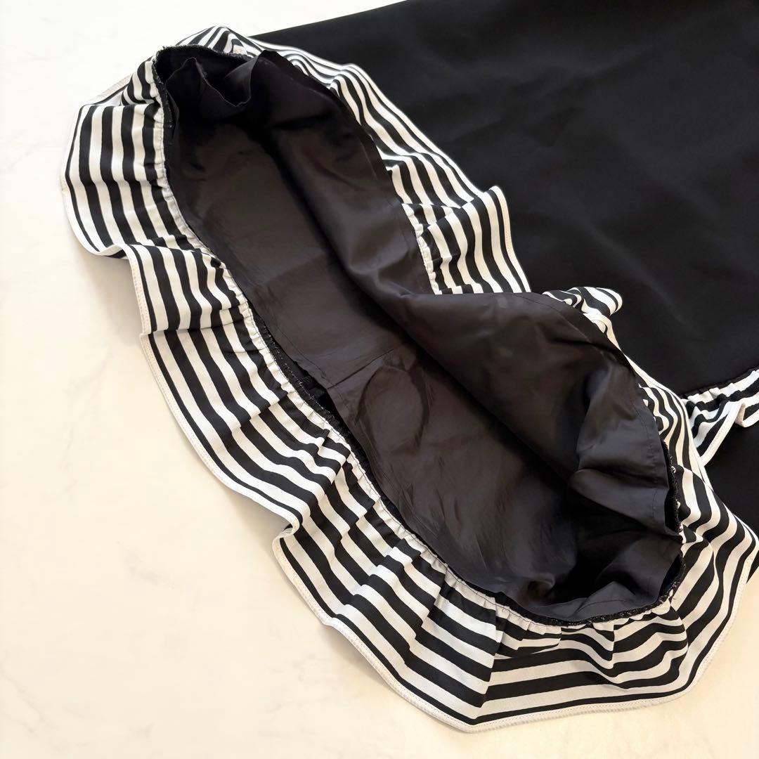 最終価格 ボーダーズアットバルコニー フリル フレア ワンピース ドレス 黒