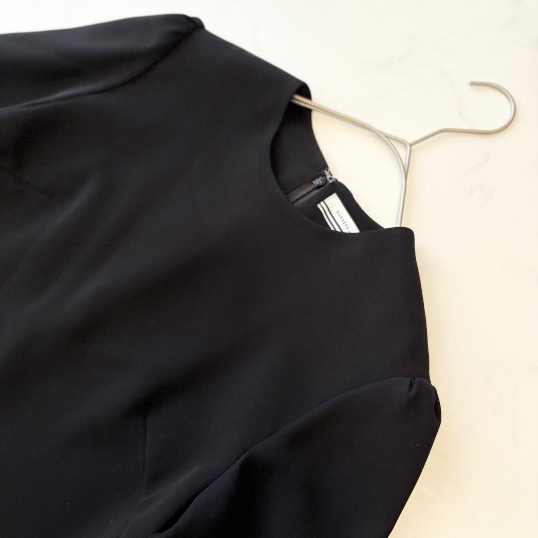 最終価格 ボーダーズアットバルコニー フリル フレア ワンピース ドレス 黒