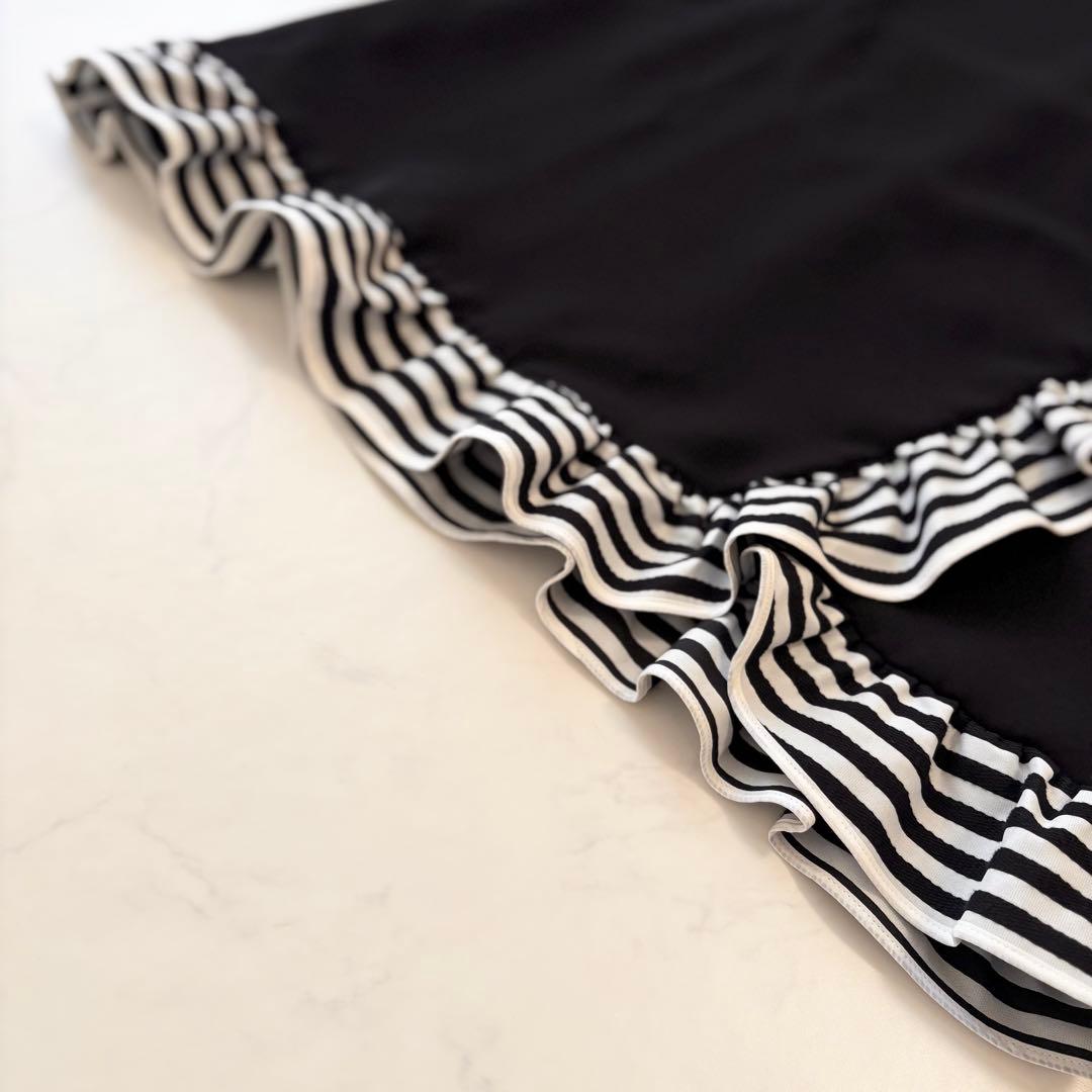 最終価格 ボーダーズアットバルコニー フリル フレア ワンピース ドレス 黒