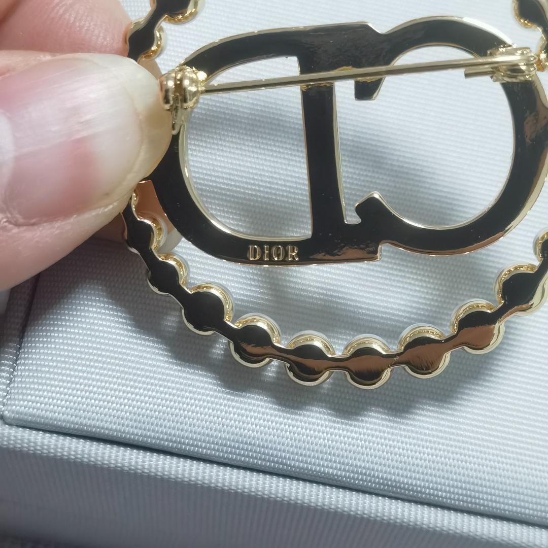 ディオール DIOR パール ブローチ ゴールド