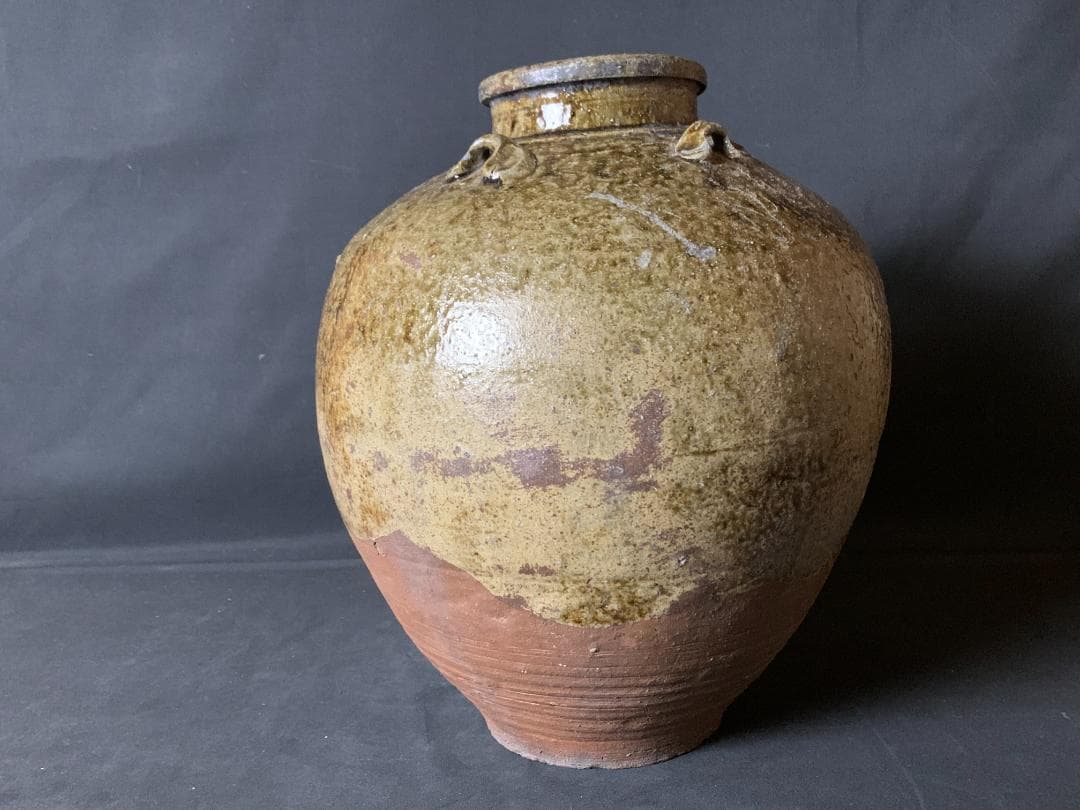 古丹波 自然釉 四耳 茶壷 桃山～江戸前期 739