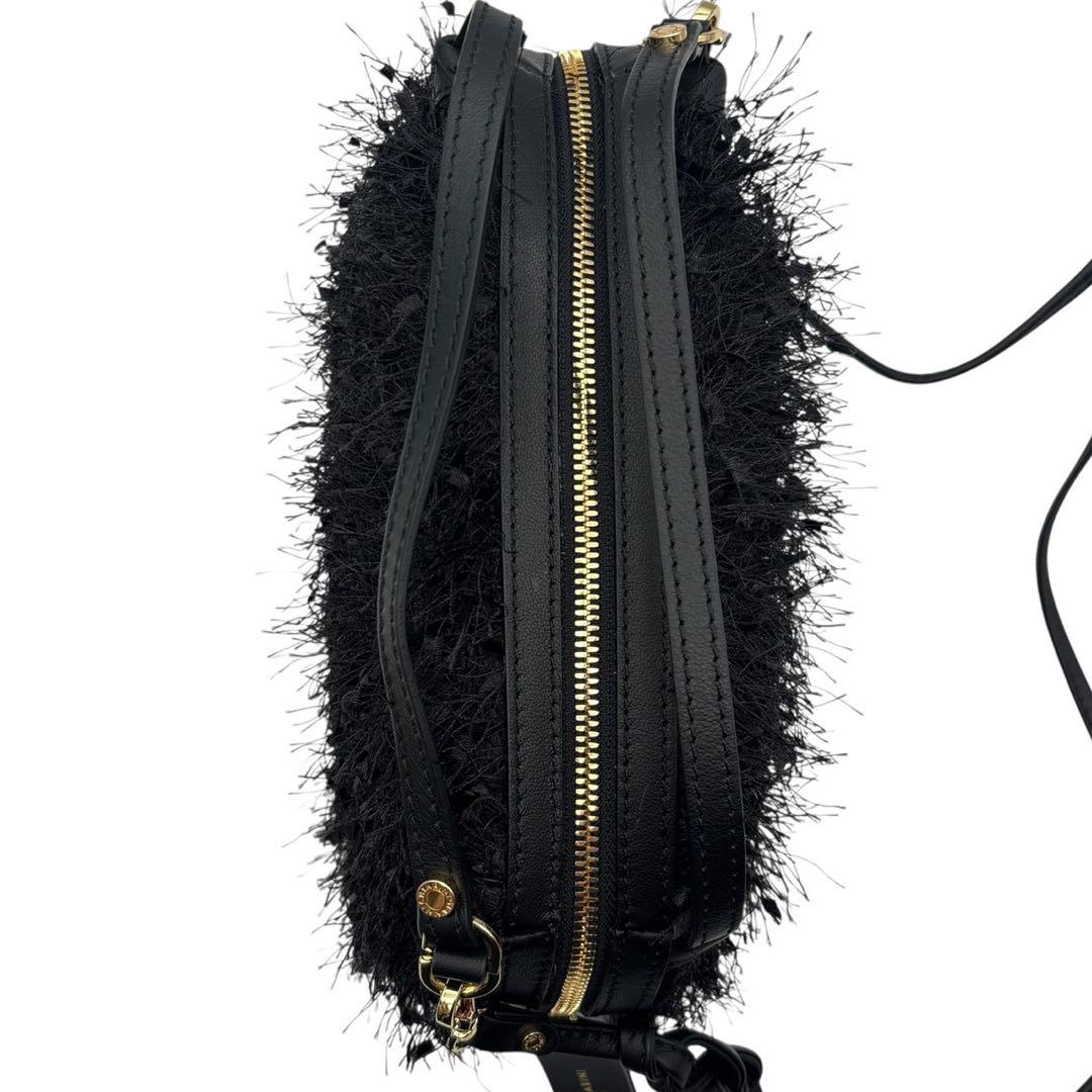 極美品◎ジャンニキャリーニ アリファ 斜めがけ可 ショルダーバッグ フリンジ 黒