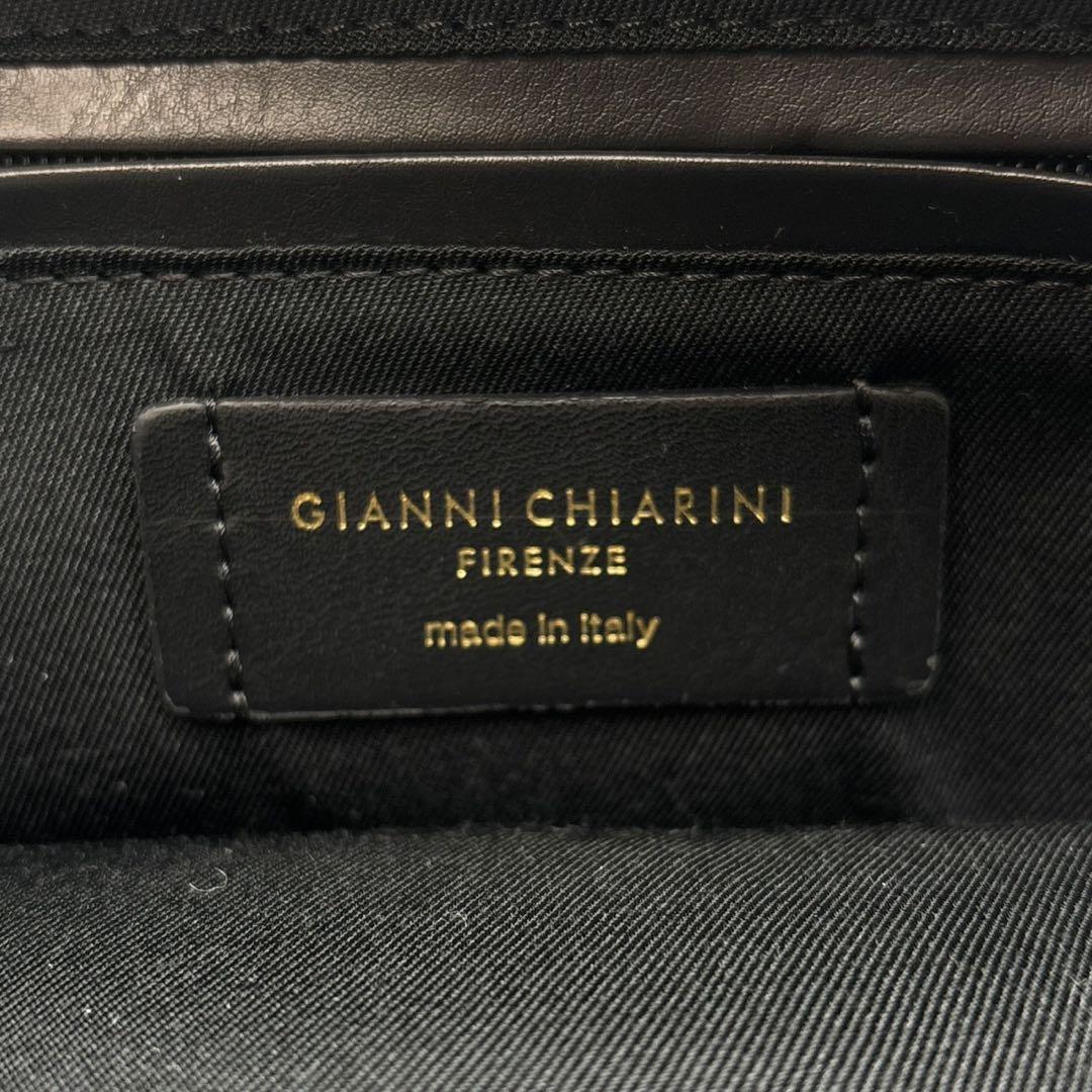 極美品◎ジャンニキャリーニ アリファ 斜めがけ可 ショルダーバッグ フリンジ 黒