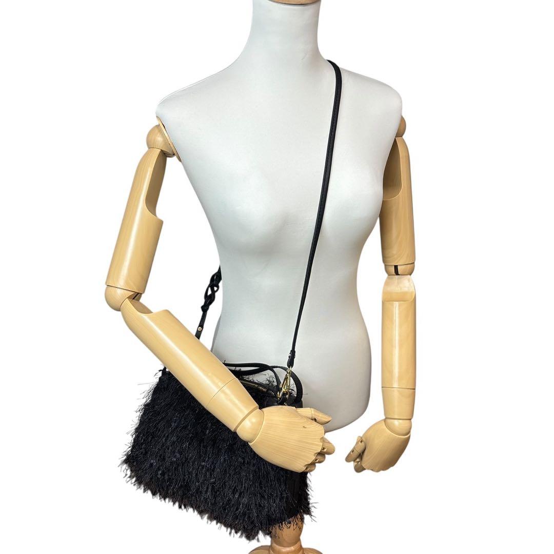 極美品◎ジャンニキャリーニ アリファ 斜めがけ可 ショルダーバッグ フリンジ 黒