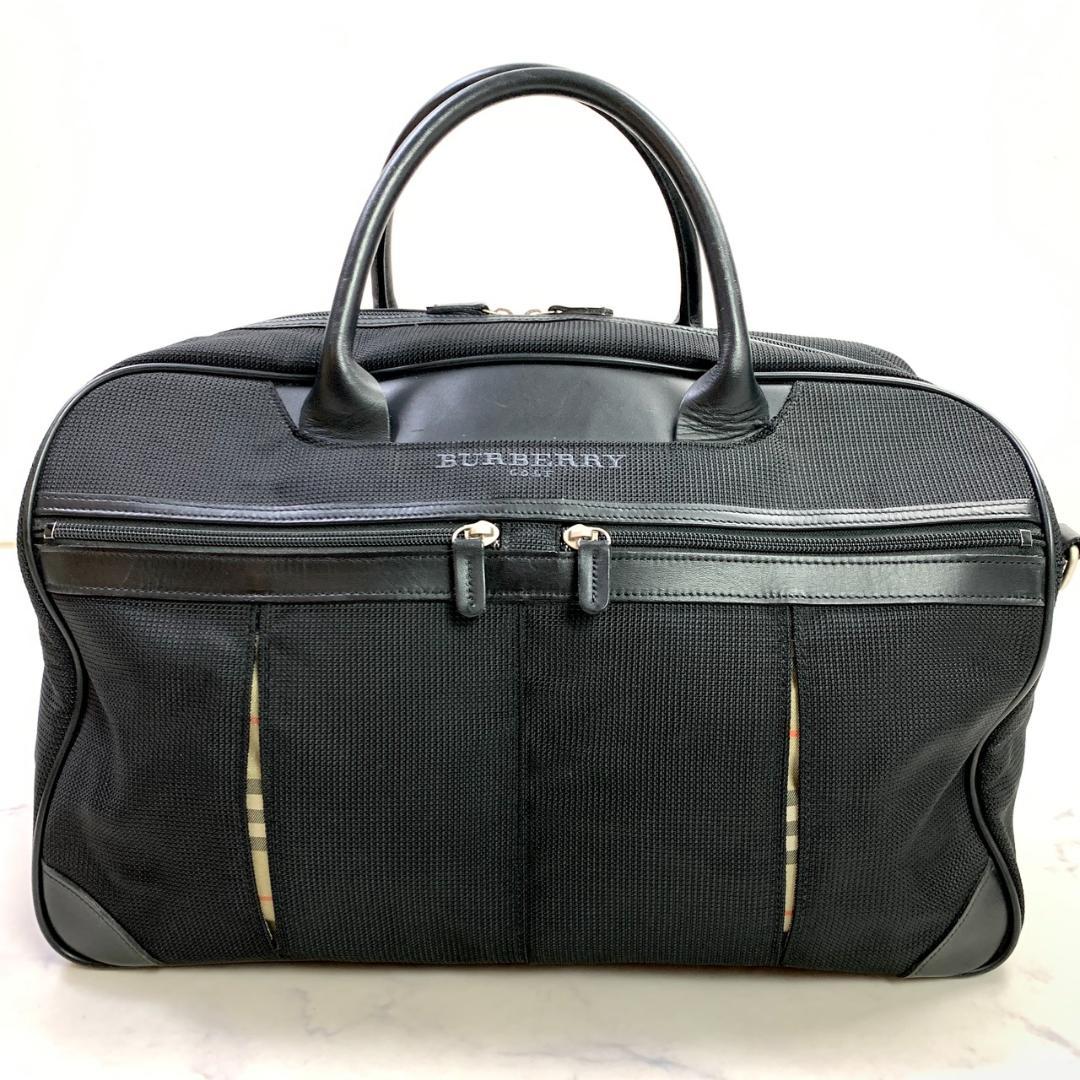 バーバリーゴルフ 2way ボストンバッグ ブラック ロゴ　大容量